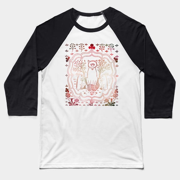 Rabbits With Fox in Fire Baseball T-Shirt by SaintReclusia